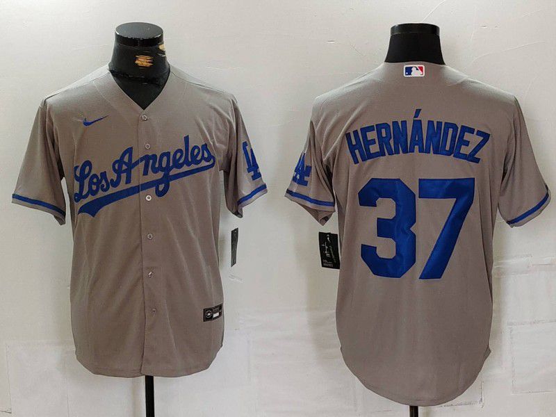 Men Los Angeles Dodgers #37 Hernandez Grey Nike Game 2024 MLB Jersey style 7246->new york yankees->MLB Jersey